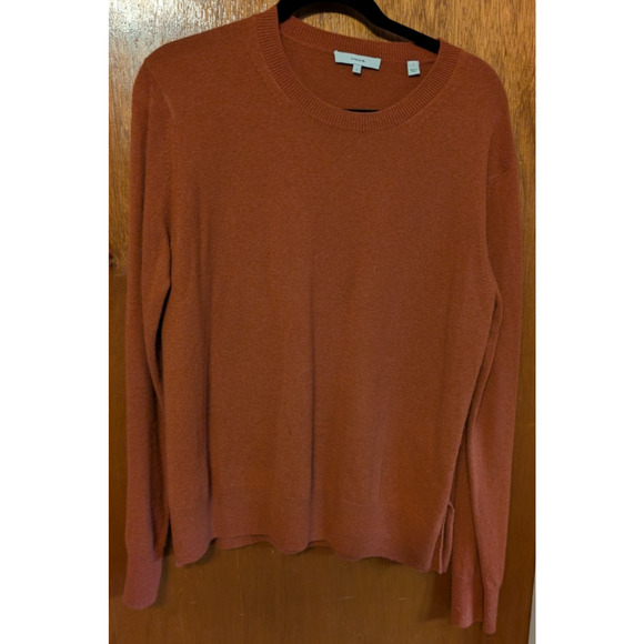 VINCE Step Hem Cashmere Sweater In Spice LARGE Pullover 100% Cashmere - Picture 9 of 9